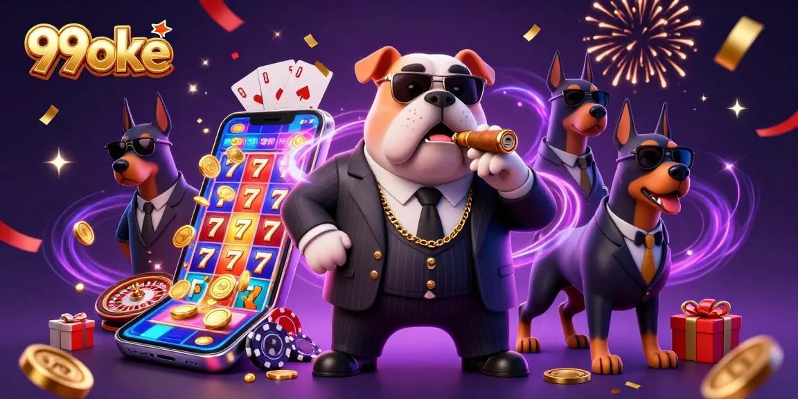 Experience thrilling wins at 99oke with a vibrant 3D casino illustration showcasing gaming excitement.