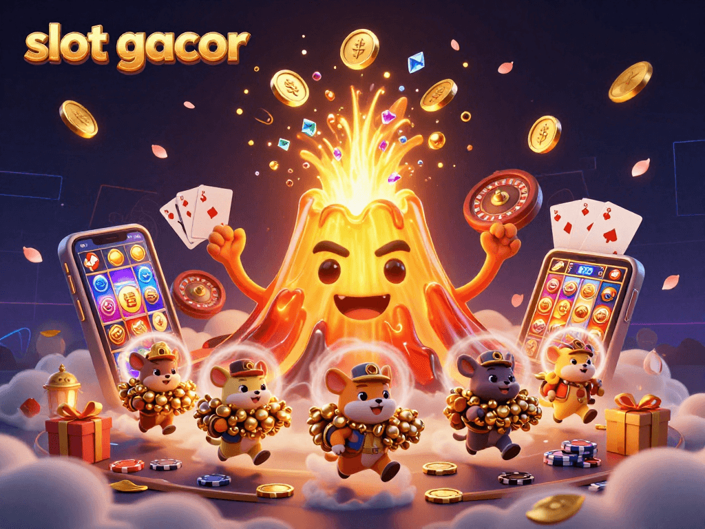 Experience the exhilarating world of slot gacor with a vibrant scene of winning treasures and cartoon characters.