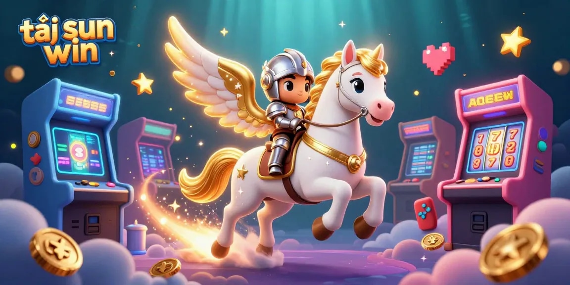 Engage with the vibrant world of tải sun win, featuring a celestial horse and knight amidst dynamic casino elements.