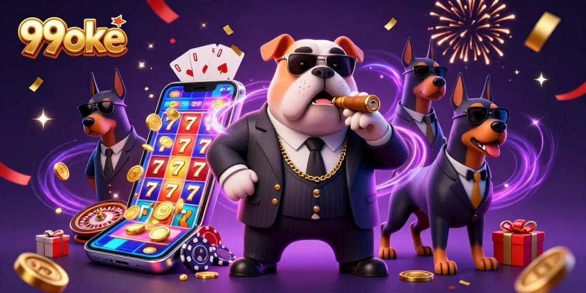 Experience thrilling wins at 99oke with a vibrant 3D casino illustration showcasing gaming excitement.