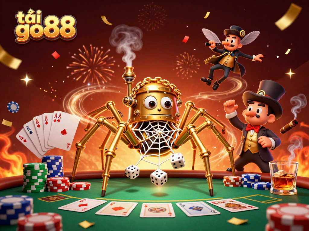 Play and win big on tải go88 with a unique 3D illustration featuring vibrant casino elements.