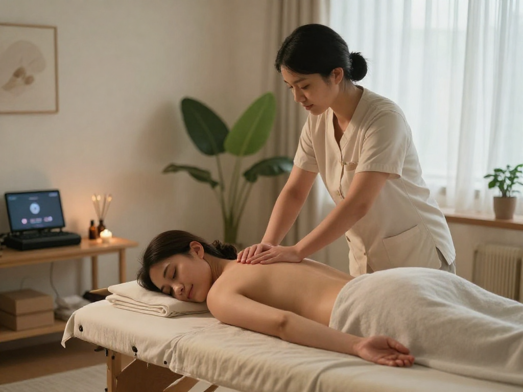 부평출장마사지 session in a cozy home environment with skilled therapist providing relaxation.