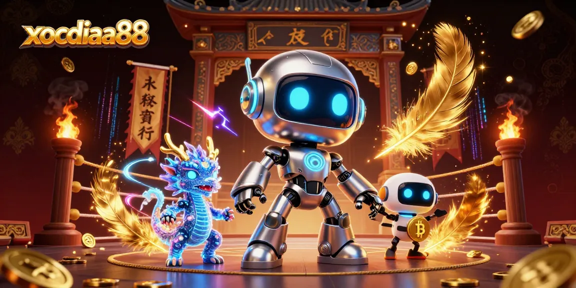 Xocdiaa88 features vibrant 3D characters in a lively casino setting, illustrating excitement and energy.