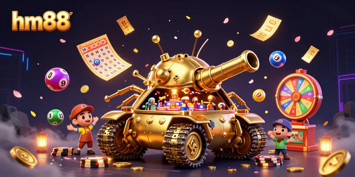 Engage in thrilling casino action with hm88 in a vibrant, 3D scene full of games and excitement.