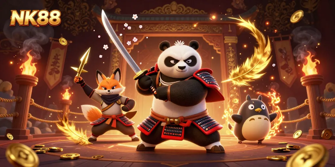 NK88's fierce panda samurai and ninja fox transform online betting into a vibrant adventure.