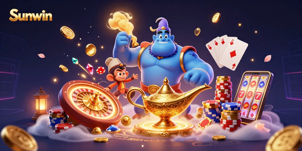Win big with Sunwin by experiencing a vibrant 3D casino scene filled with treasures!