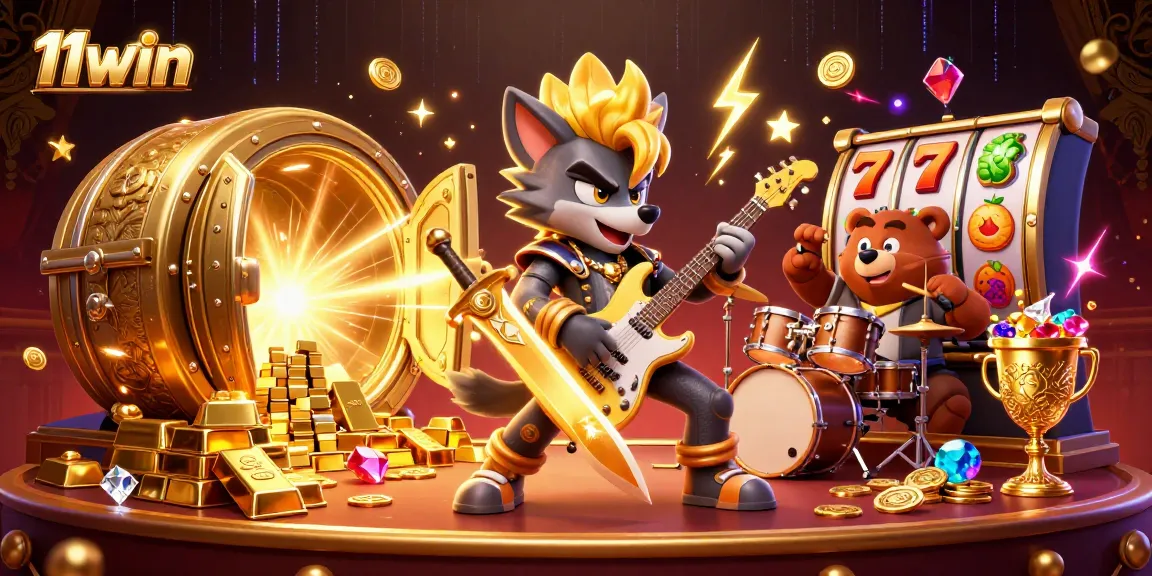 Experience the electric atmosphere of 11WIN with rock star characters and dynamic casino elements.