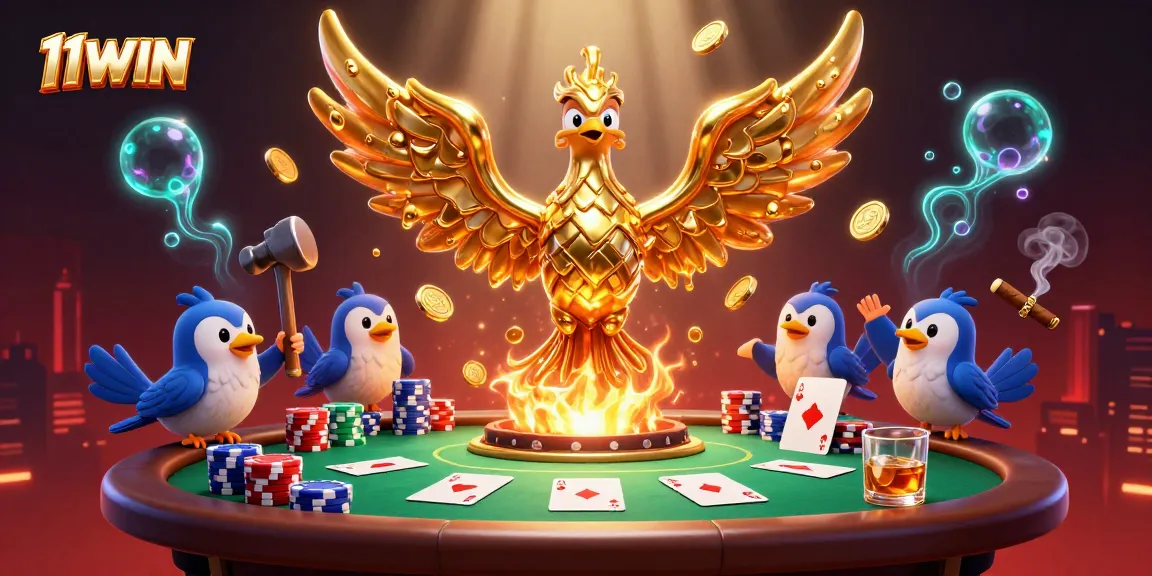 Experience the thrill of winning at 11WIN with our vibrant casino scene featuring dynamic poker elements.